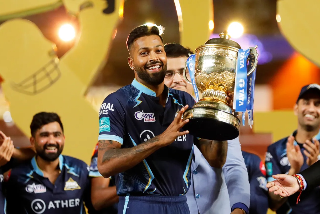 Hardik Pandya after getting the IPL 2022 trophy.