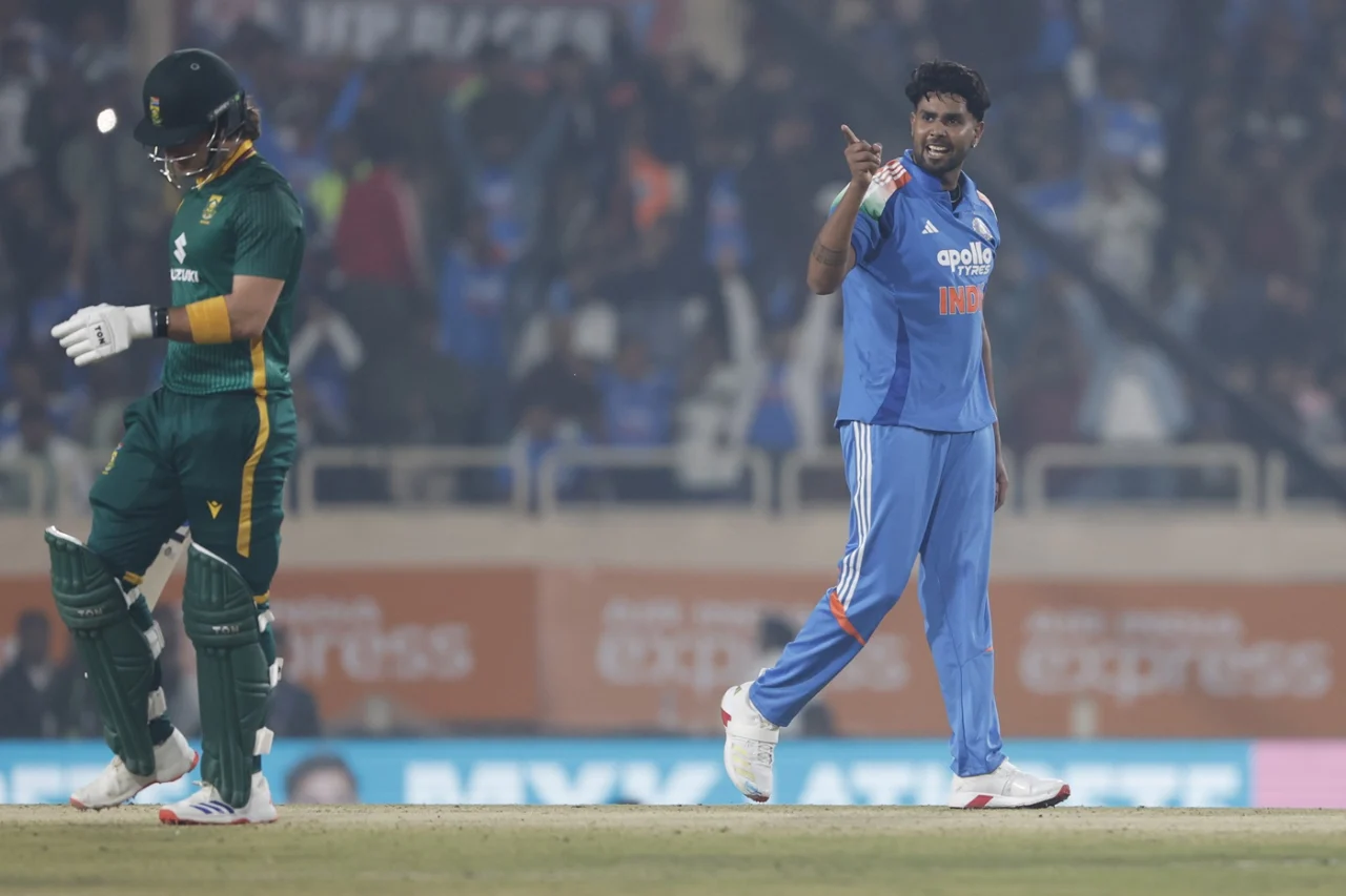 Harshit Rana let Dewald Brevis know after getting the better of him in an intense battle in the first ODI between India and South Africa