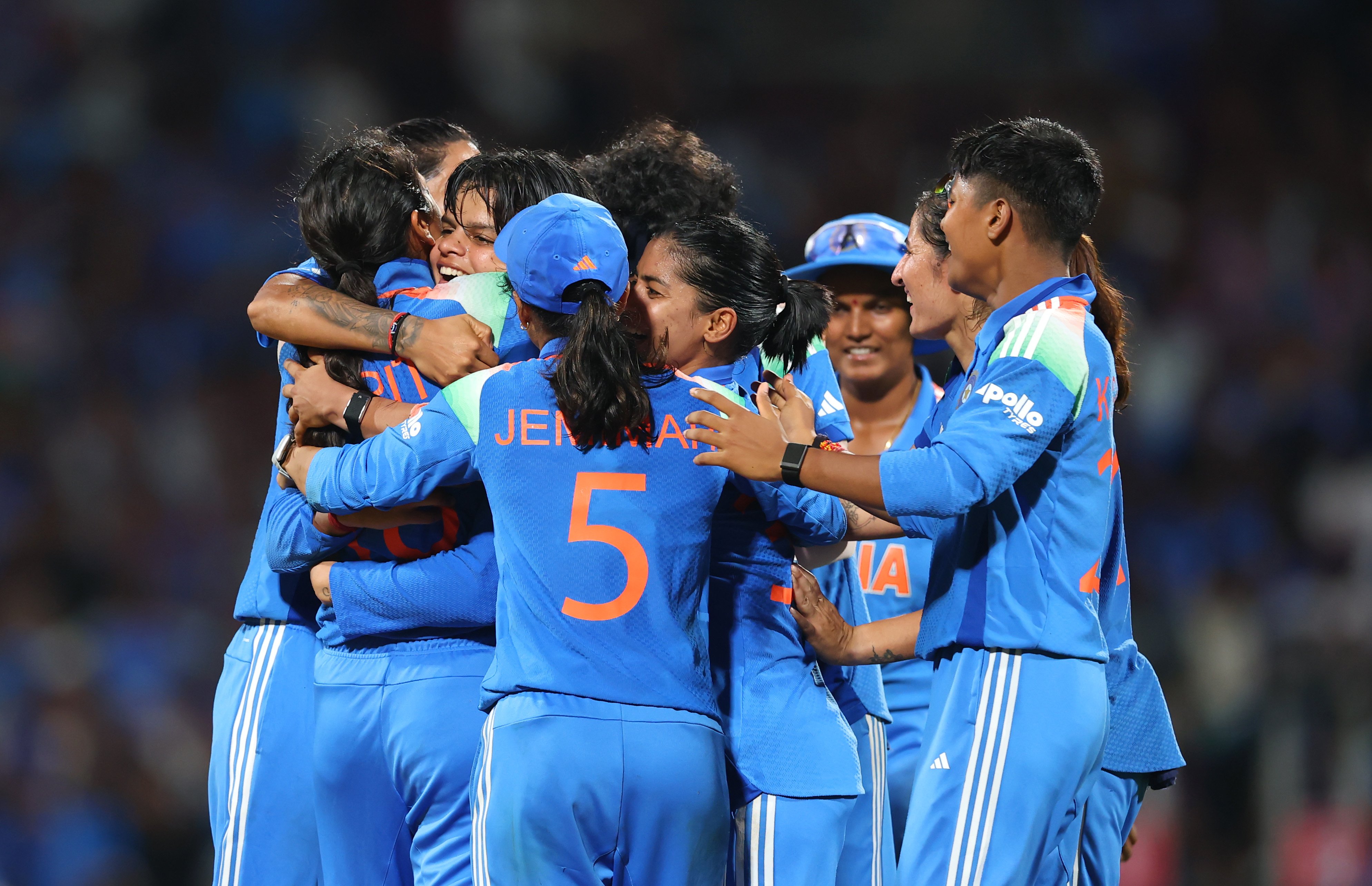 Indian Women's team during their Women's ODI World Cup final against South Africa