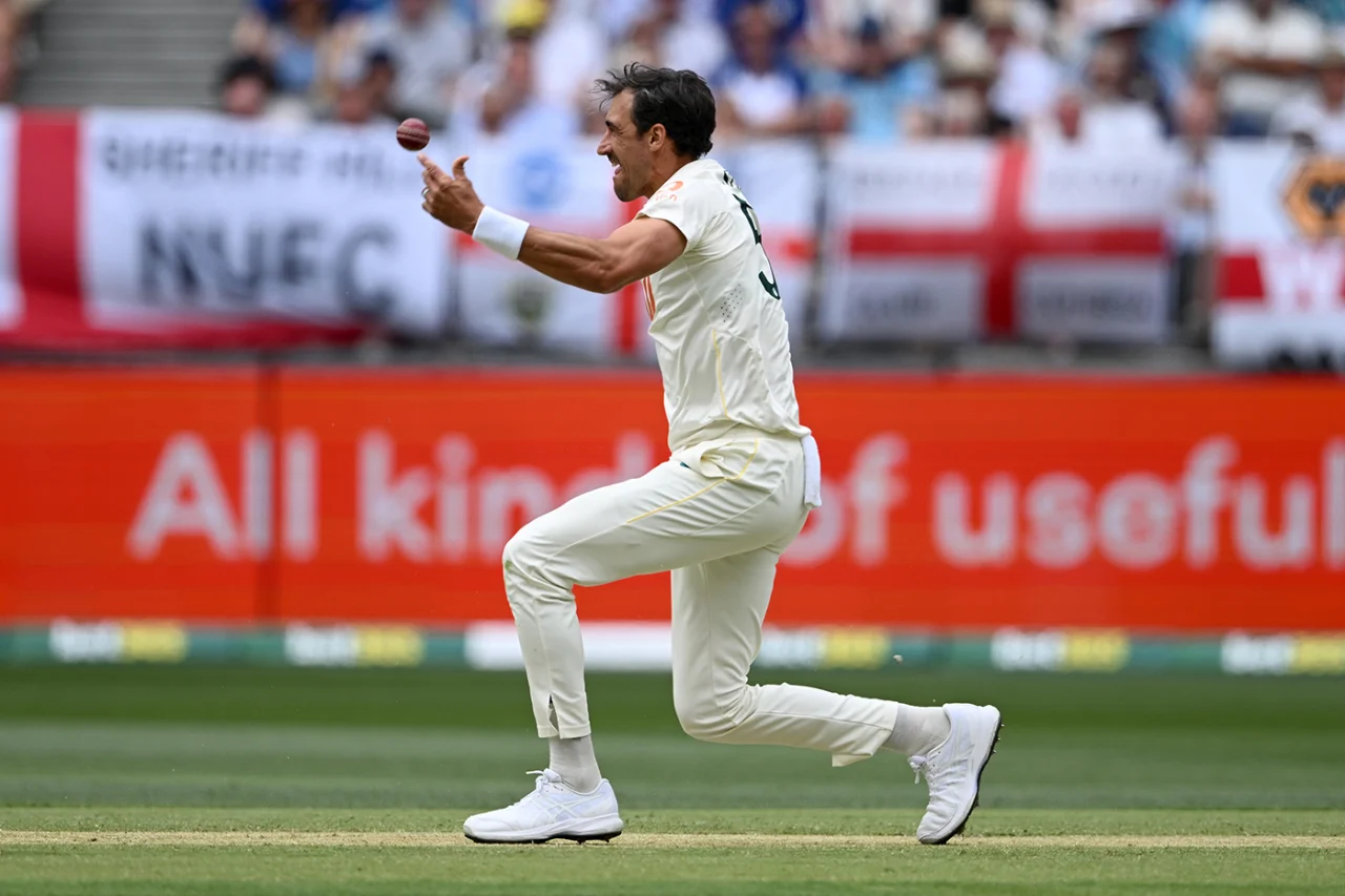 Mitchell Starc held onto a stunner to remove Zak Crawley for a duck in the second innings on Day 2 of the Ashes opener in Perth