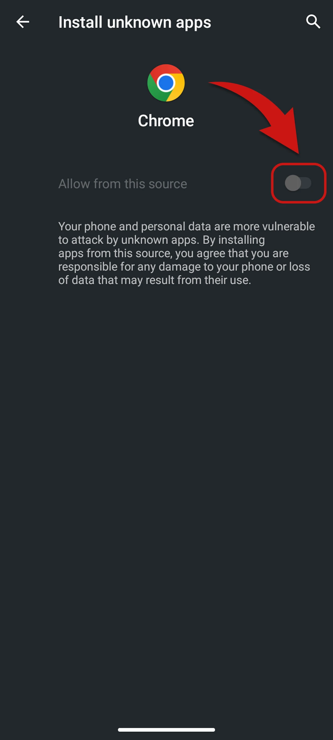 Allow Installation from Unknown Sources.