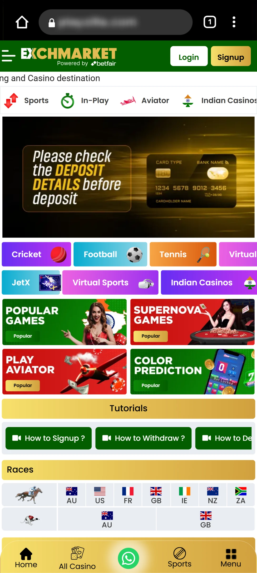 Open a browser and go to the official Exchmarket website.