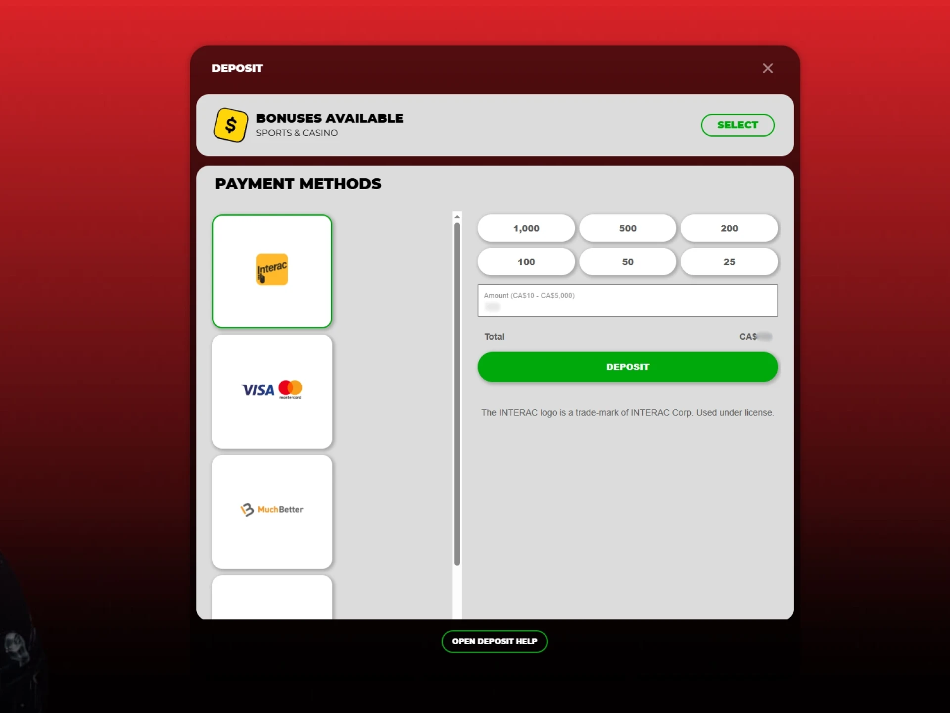 Choose your payment method and deposit at PowerPlay online casino.