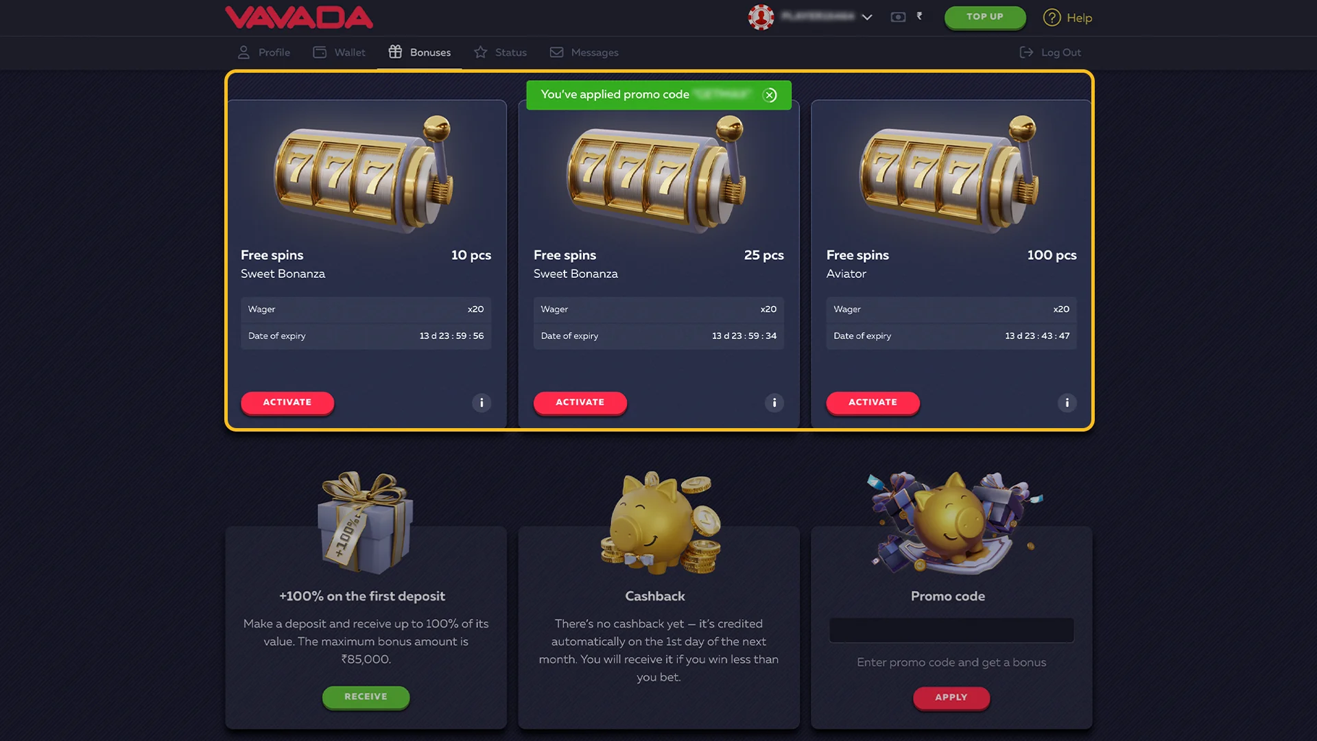 Get a Bonus From Vavada