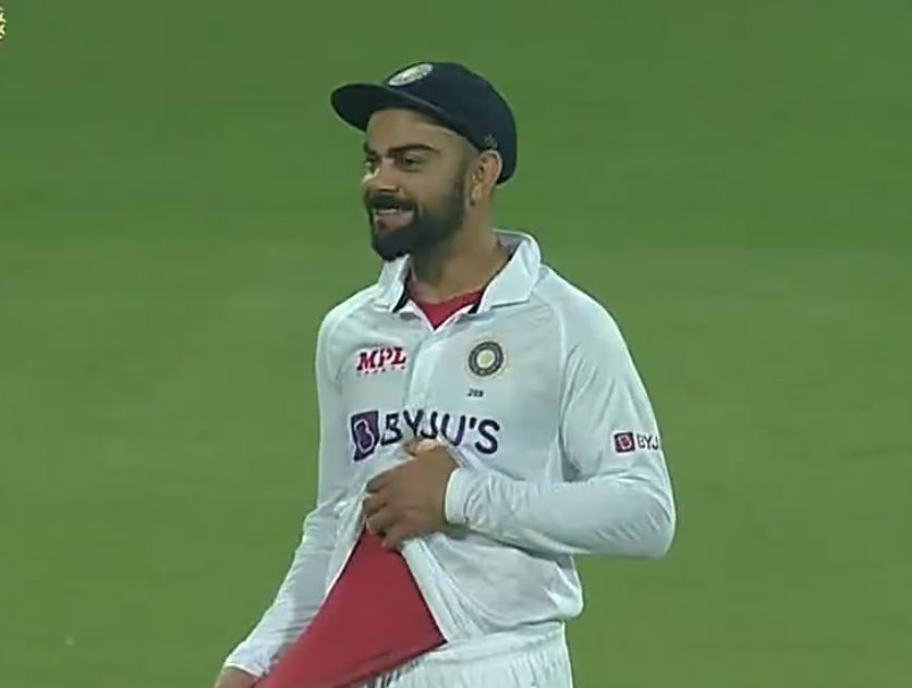 IND vs SL 2022 | Twitter reacts as Virat Kohli shows his red vest at Chinnaswamy Stadium during India's D//N Test vs Sri Lanka