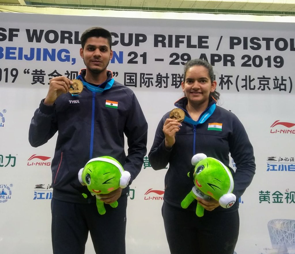 ISSF World Cup | Anjum Moudgil and Divyansh Singh Panwar win 10m air rifle mixed team gold