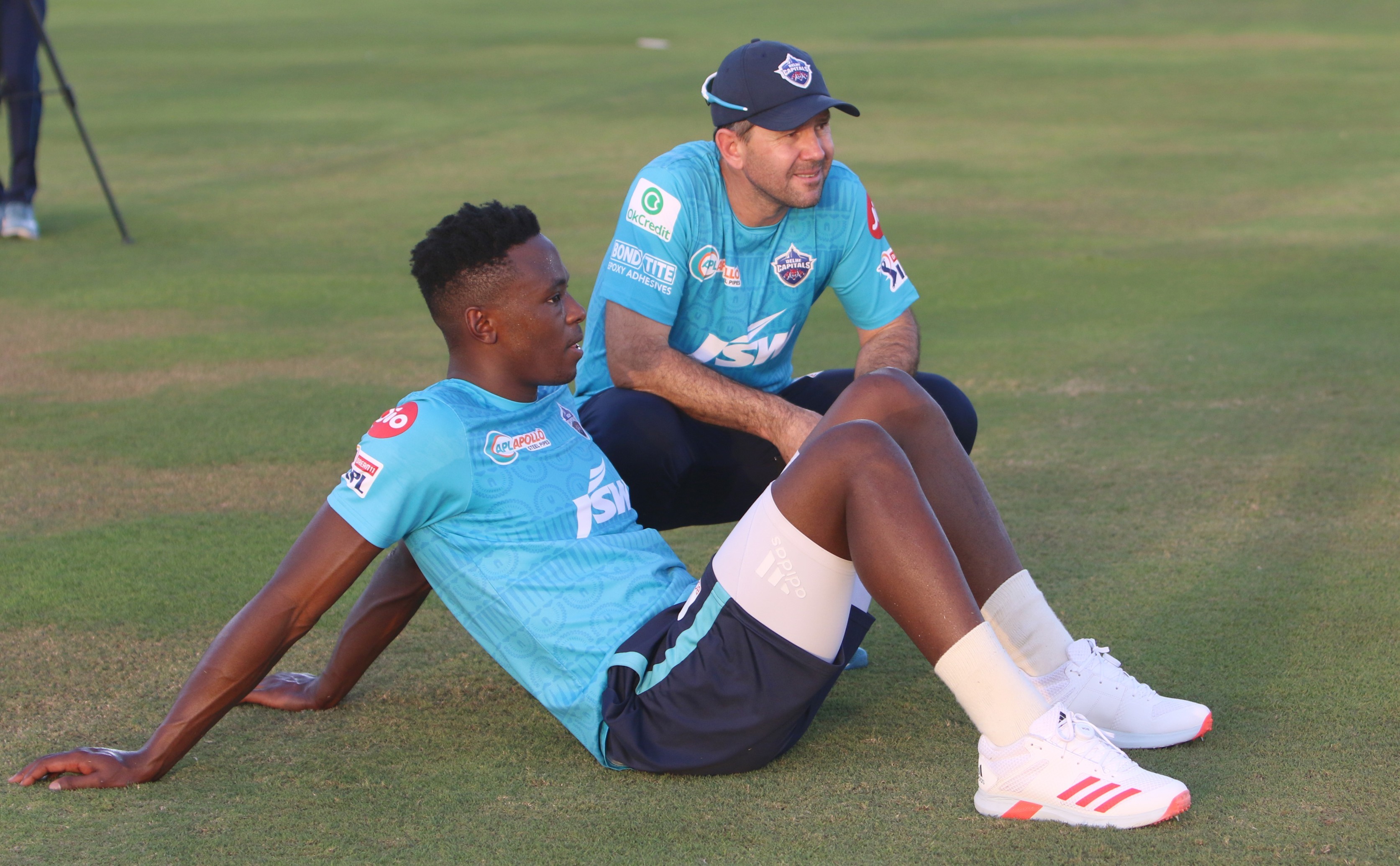 Kagiso Rabada in a practise session with Ricky Ponting
