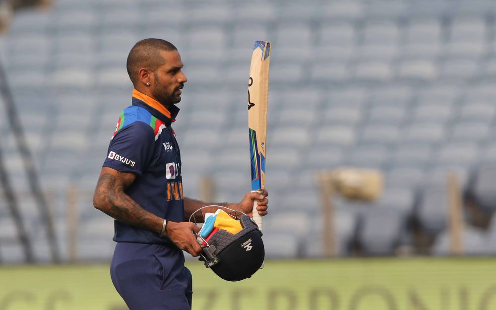 Dhawan after a century against England in the last ODI series 