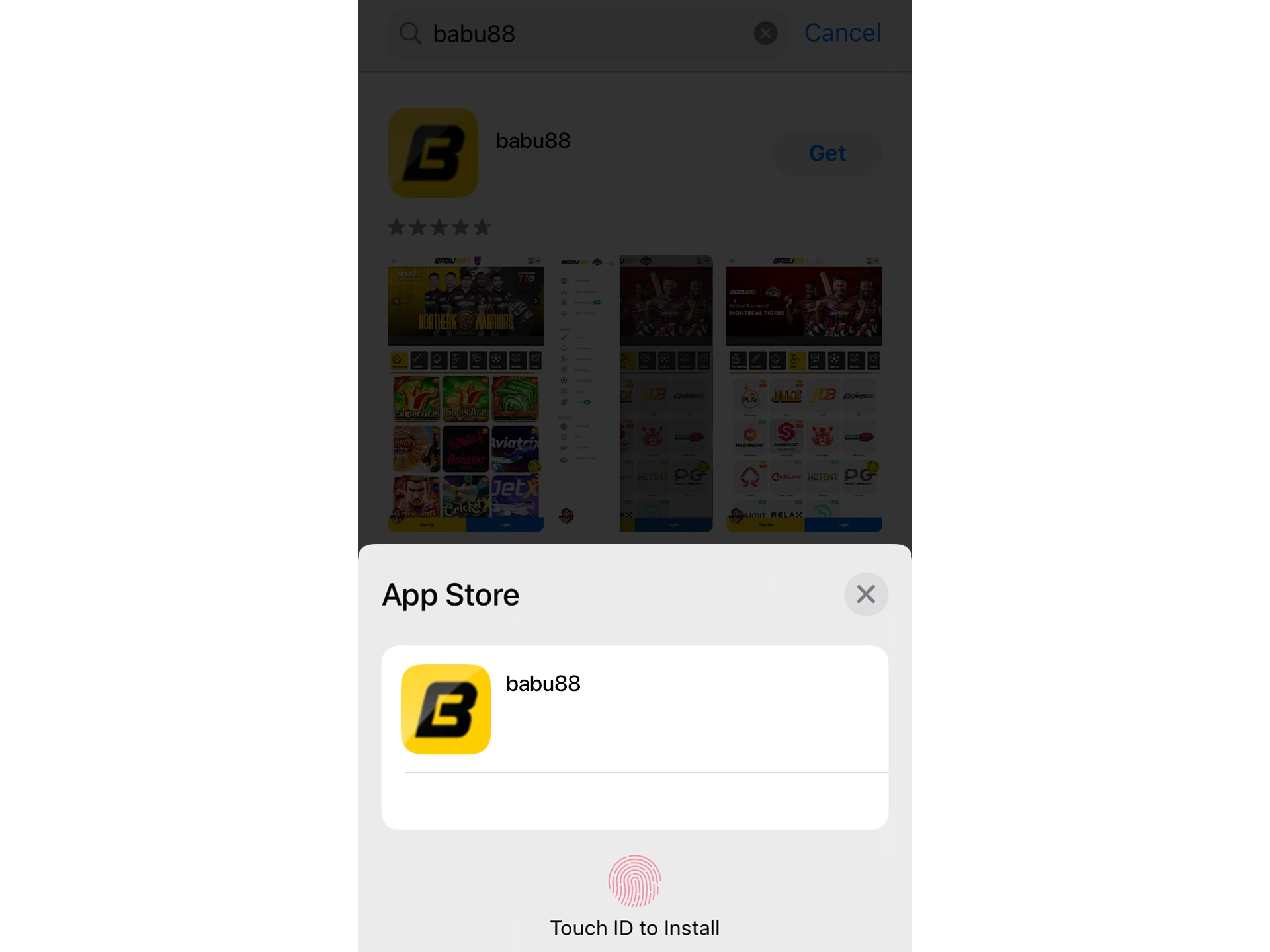 Confirm the installation of the Babu88 app.