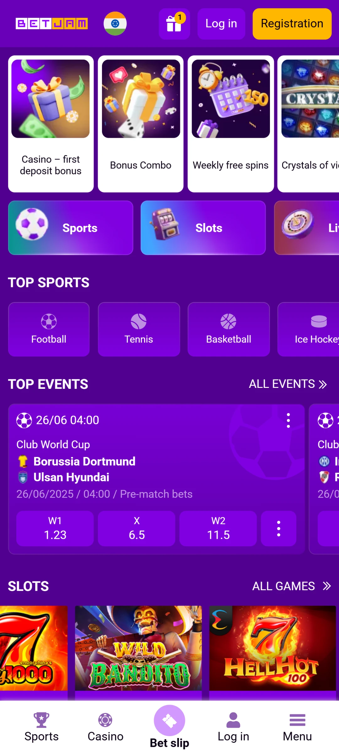 Betjam App interface.