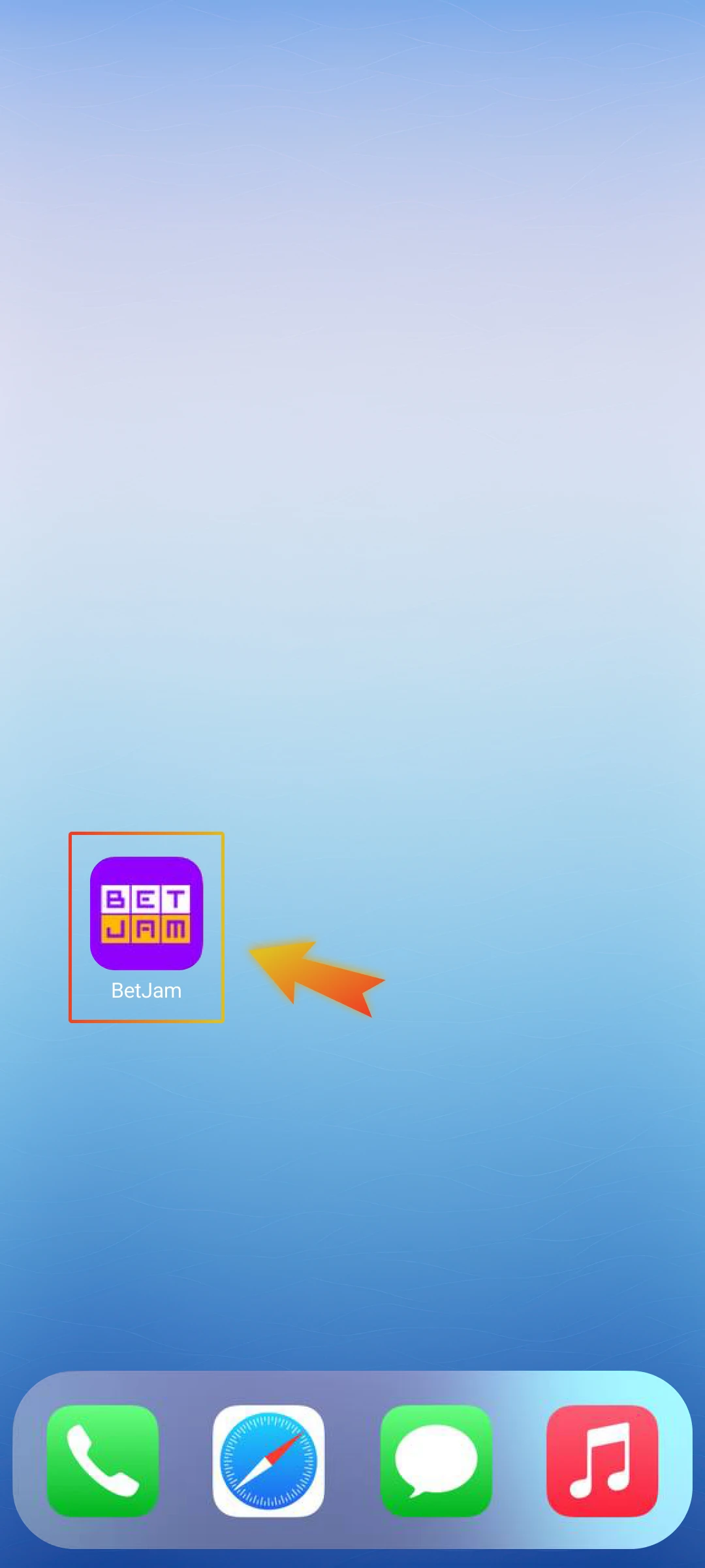 Clients can then open the Betjam app from the home screen.