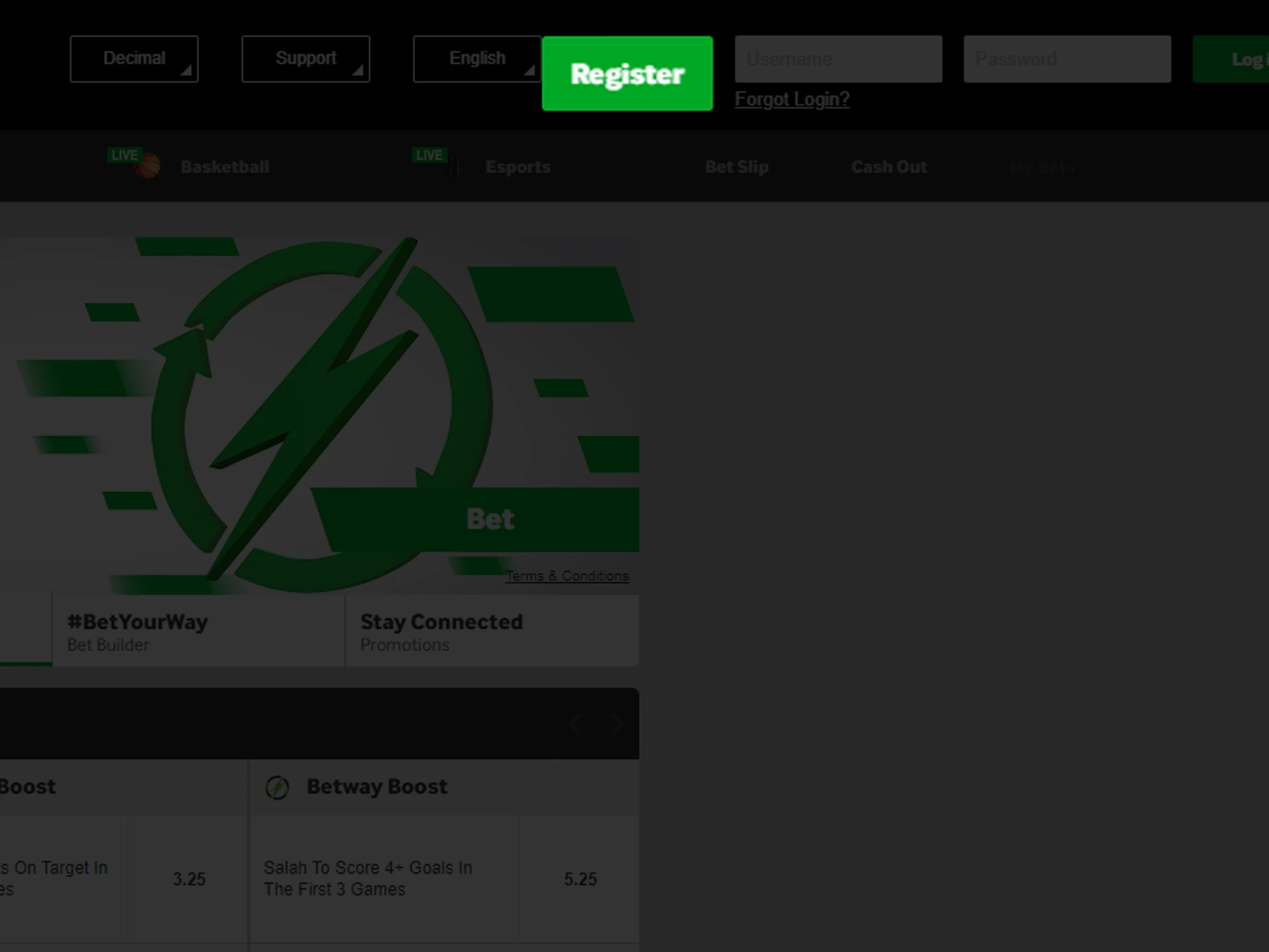 Go to the Betway website and start the registration process.