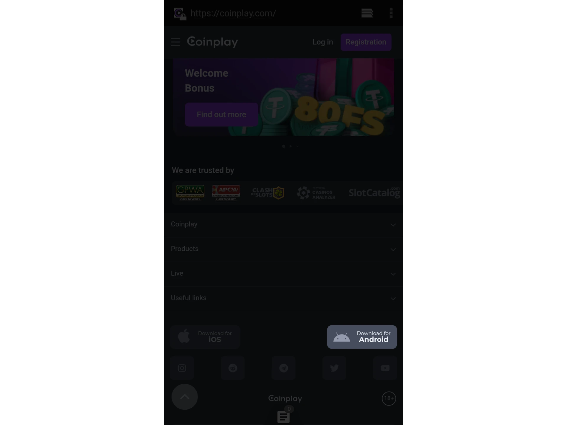 Find the link to download the Coinplay app.