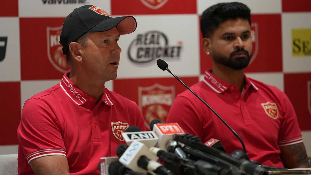 Ricky Ponting and Shreyas Iyer at a press conference during IPL 2025