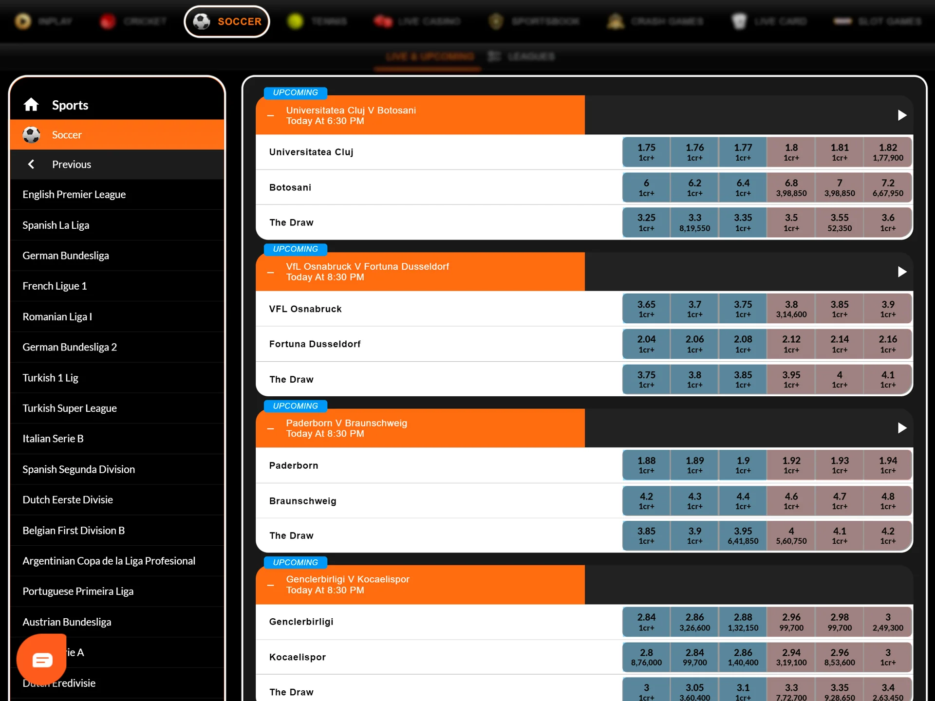 Open the Fair Play football section to select a tournament.