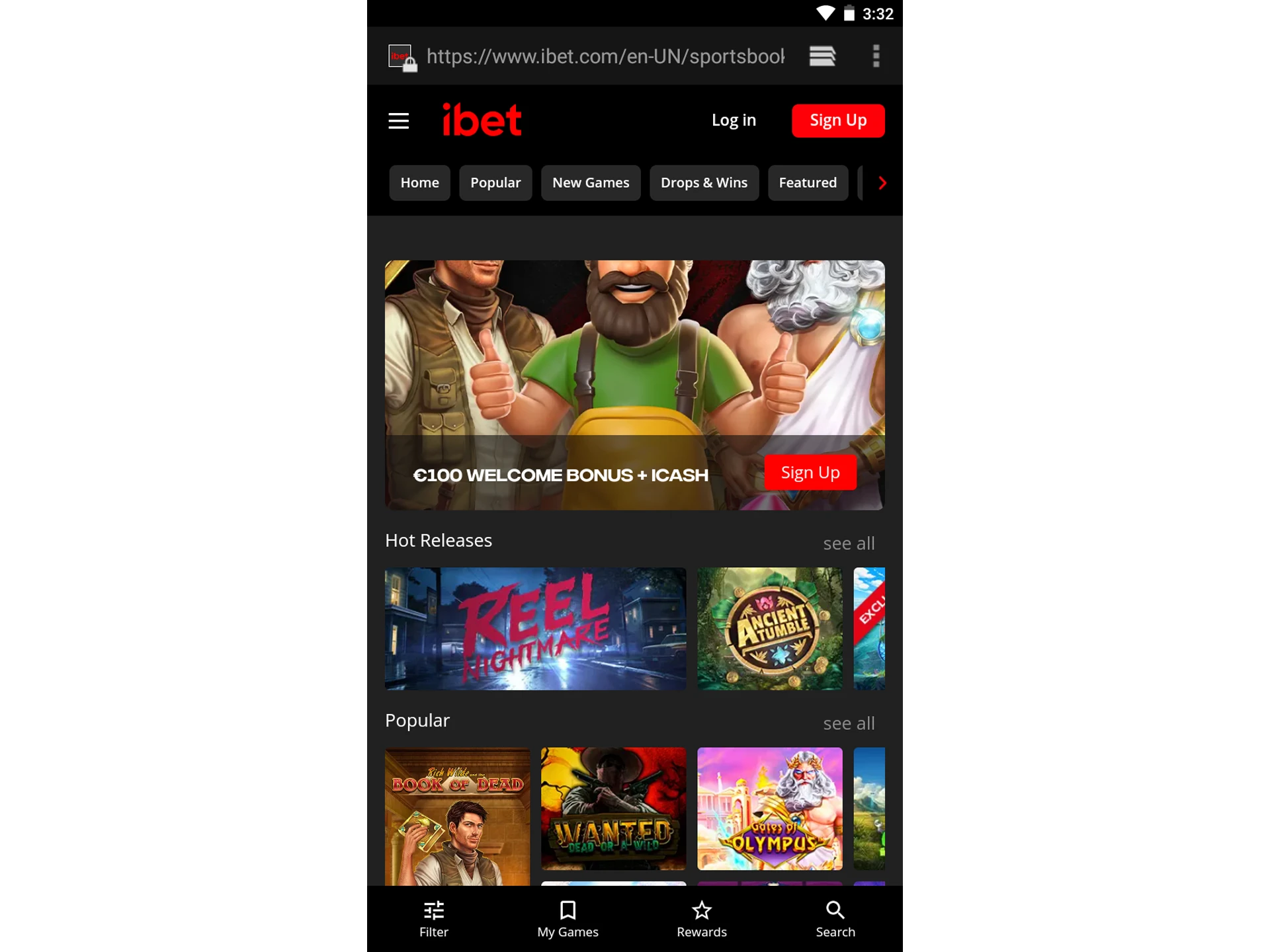 Go to the casino or sports section of the iBet website.