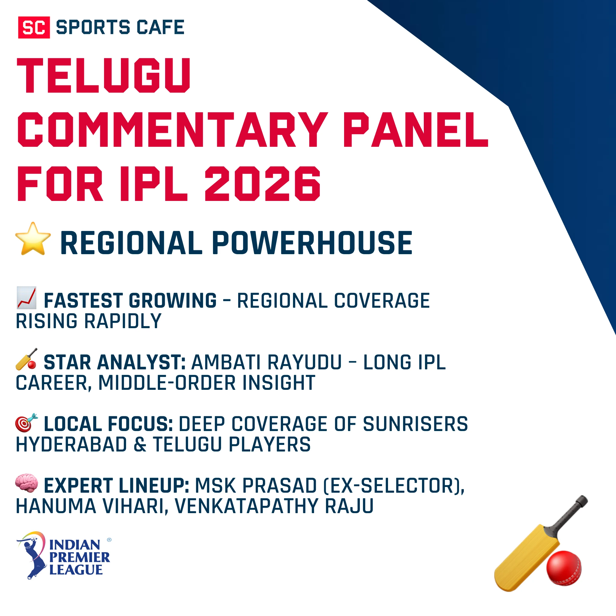 Telugu Commentary Panel for IPL 2026.