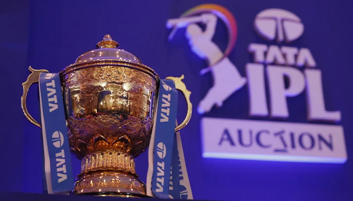 IPL Trophy being presented at the time of Auction.