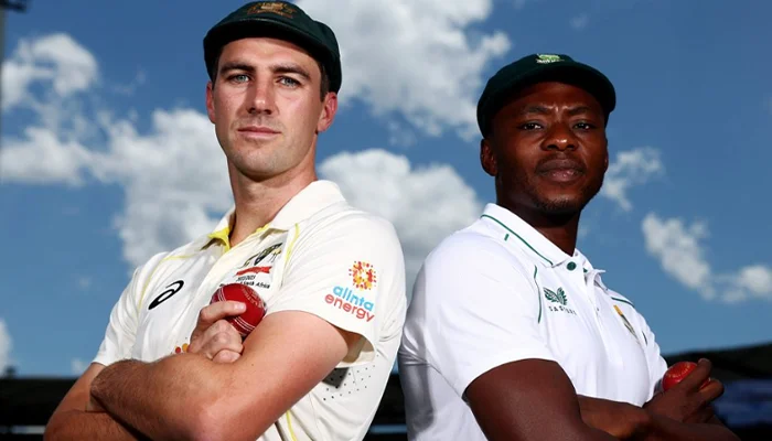 Kagiso Rabada and Pat Cummins during a photoshoot.