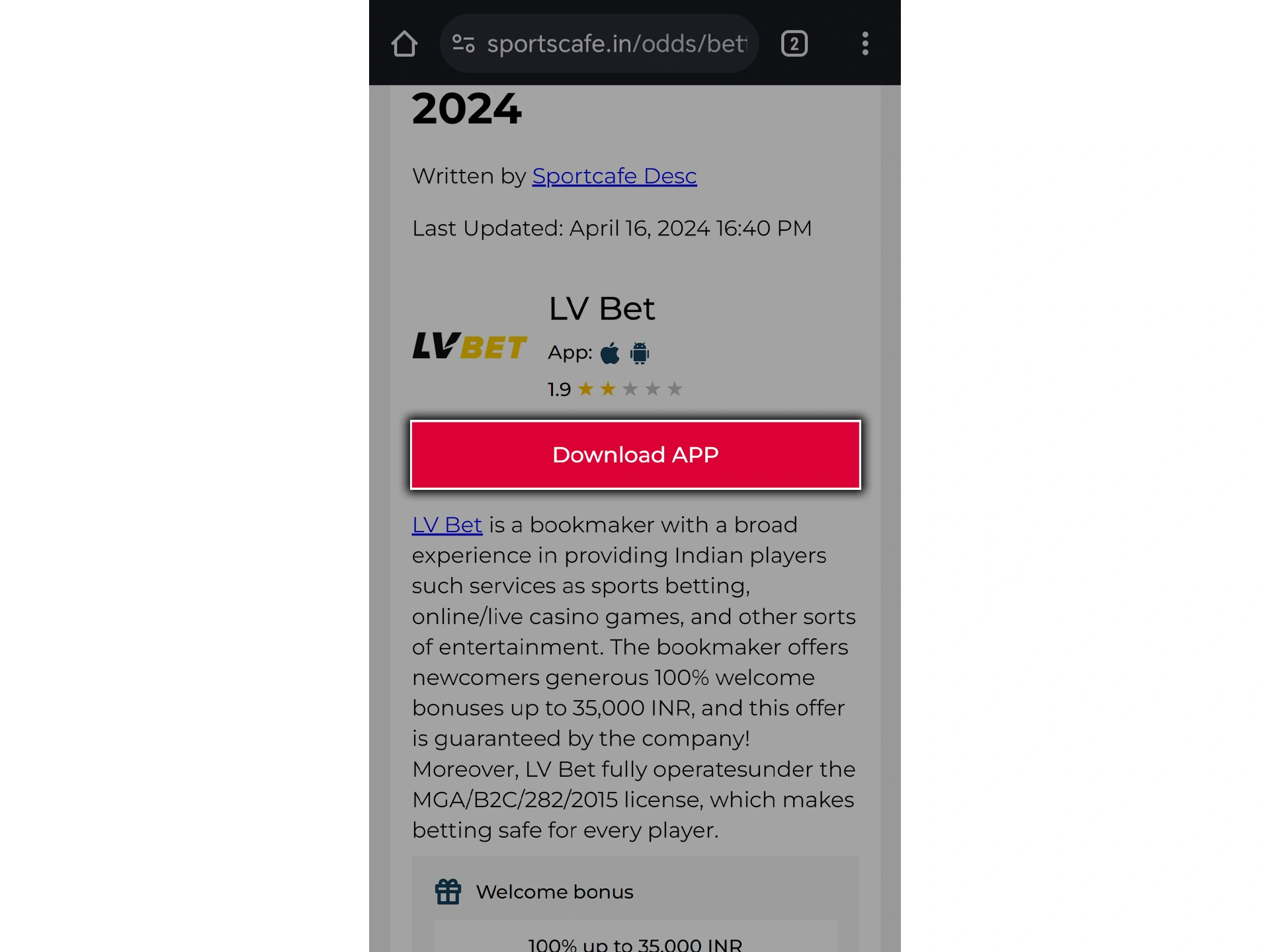 Use the direct link to start downloading the LV Bet mobile app.