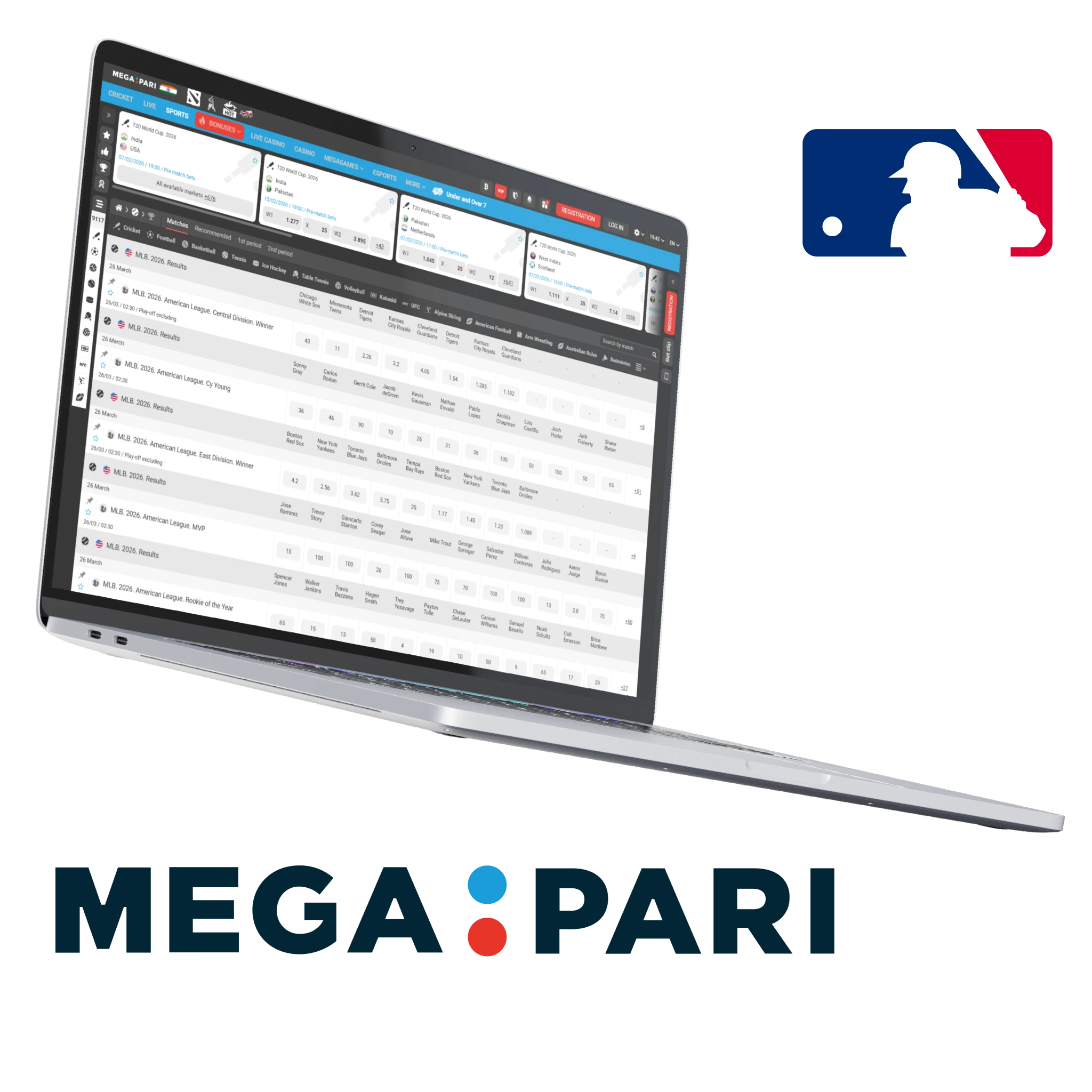 MegaPari is ranked eighth in our top list of Best MLB Baseball Betting Sites.