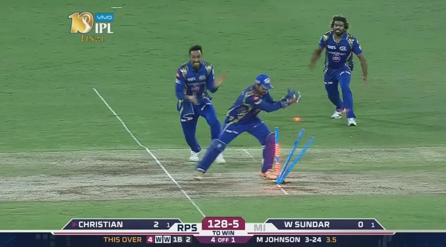 Moment when Mumbai Indians won their 3rd IPL Title.