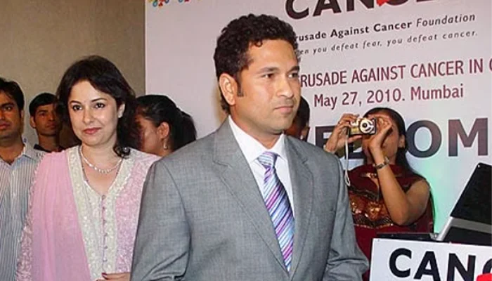 Sachin Tendulkar in a conference held by a foundation fighting against cancer.