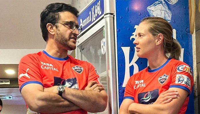 Sourav Ganguly with Delhi Capitals captain, Meg Lanning.