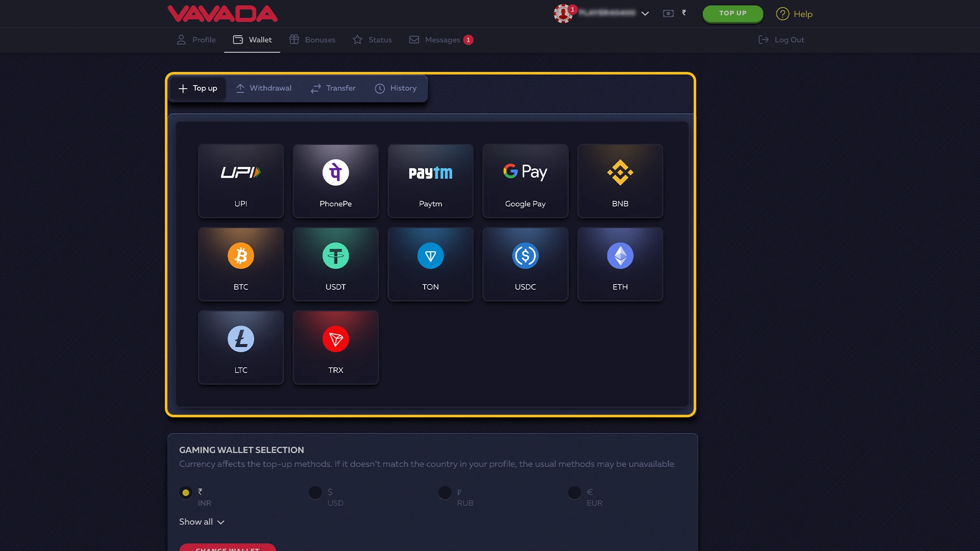 Top Up Your Account Vavada.