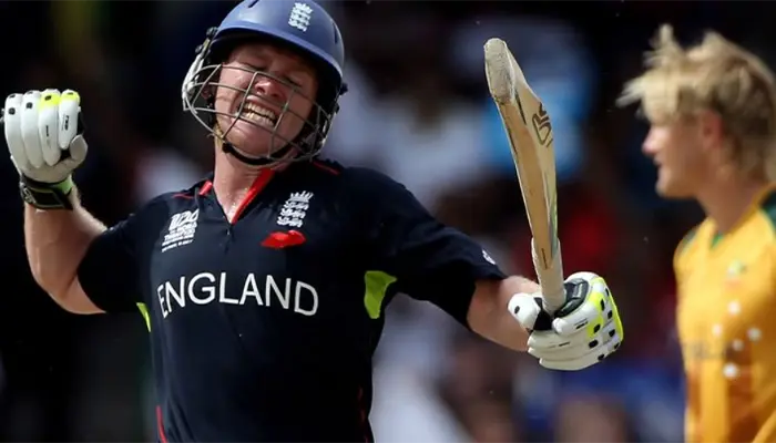 Winning moment for the England team in the 2010 T20 World Cup.