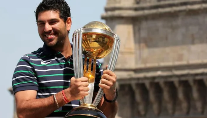 Yuvraj Singh with the ODI World Cup 2011.